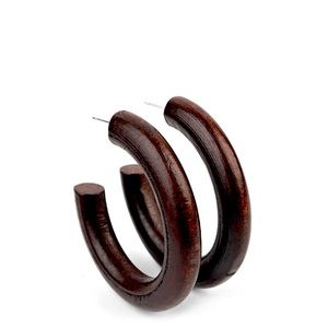 Brown Wooden Hoop Earrings.